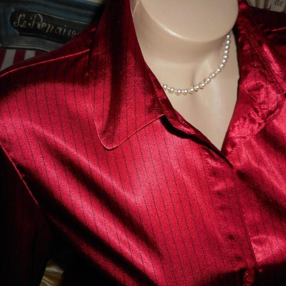 Women's Satin Feel Red Blouse